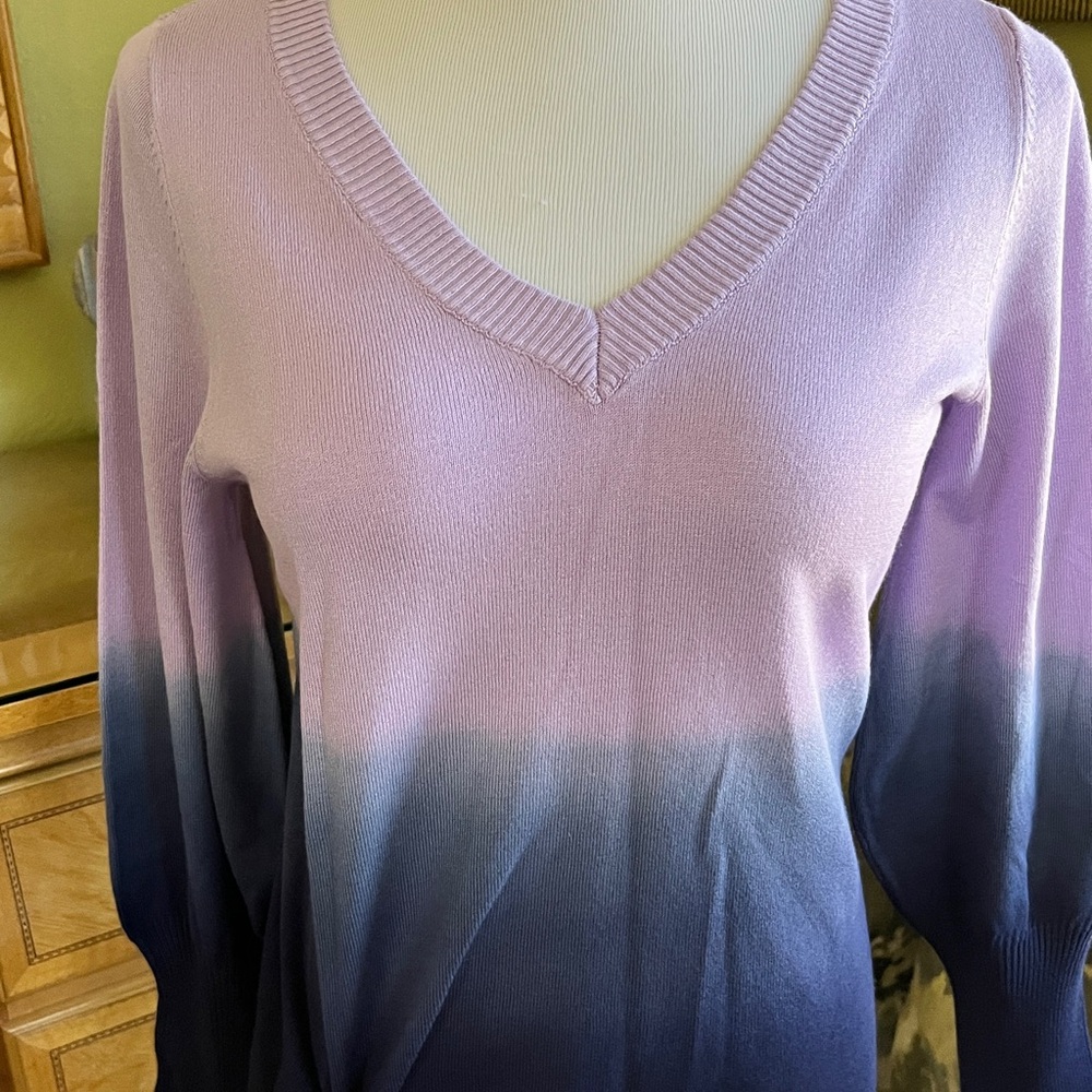 Willow Drive V-Neck Knit Sweater in Lavender and Navy